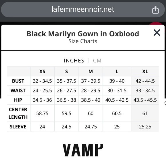 La Femme en Noir Black Marilyn oxblood velvet gown, size XL - Picture 5 of 5